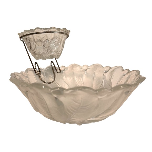 Vintage Indiana glass chip and dip Crystal leaf pattern with original box MCM - Picture 1 of 16